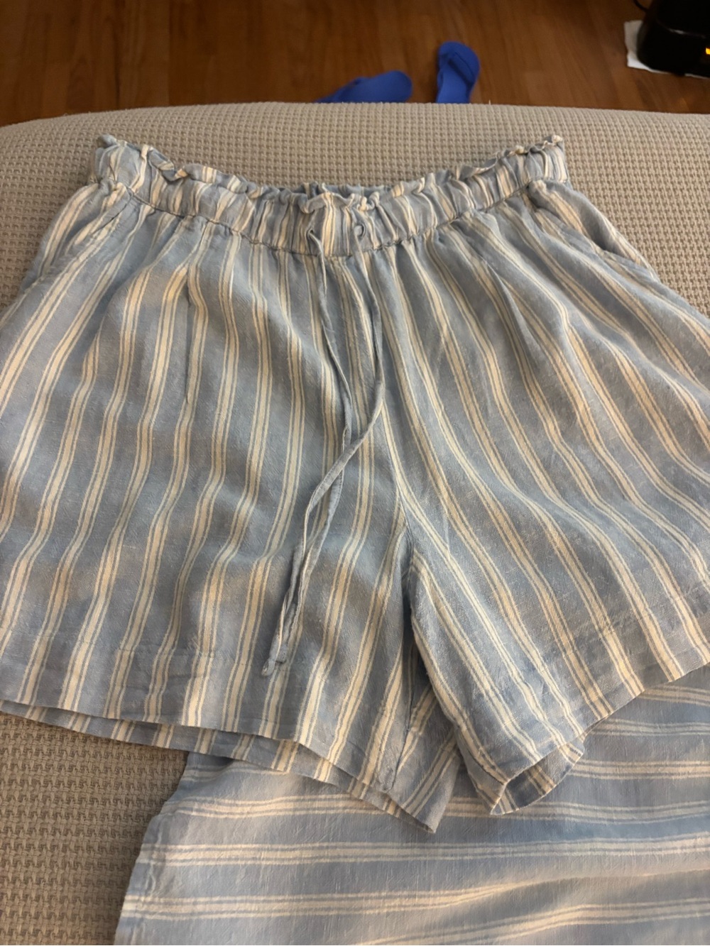 Time and Tru Blue and White Striped Pull-On Shorts with matching Shirt